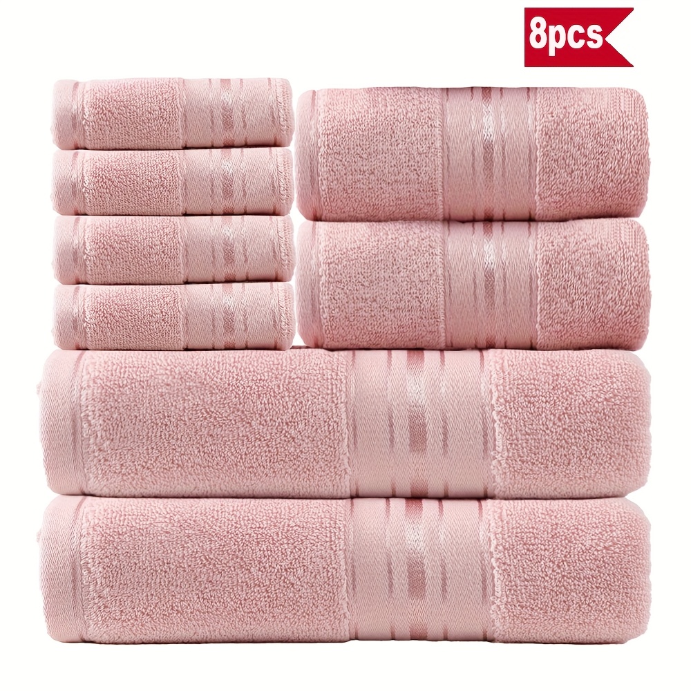 Luxury 8pcs Bath Towel Set, 100% Cotton Premium Hotel Quality, Includes 2 Bath Towels, 2 Bath Towels, 4 Washcloths, Soft Absorbent Spa Towel Collection, Ideal for Bathroom, Hotel, SPA