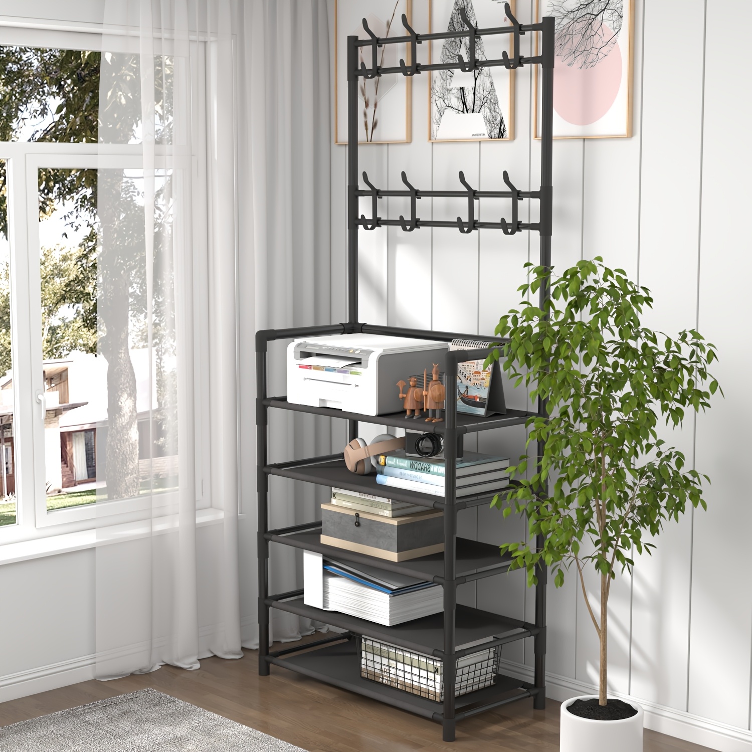 4-5 Tier Shoe Rack - Space-Saving, Easy Assembly, Durable Design for Entryway And Bedroom, Minimalist Style, Efficient Sneaker Storage, Shoe Storage Solution | Modern Shoe Rack | Durable Construction, Dorm Entrance Storage Rack for Shoes And Hats