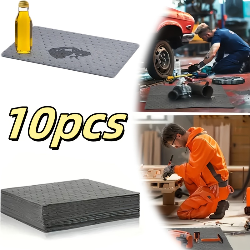 Image of 10 Premium Oil Suction Pads 25x33cm - Versatile And Durable For Car Oil , Oil Leaks And Cleaning - Ideal For Home, Laboratory, Factory And Pet Accidents