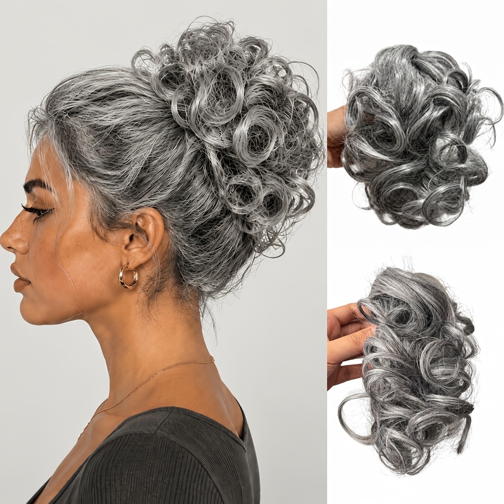 TEMU Grijze Klauw Clip Korte Paardenstaart Pruik Clip in Haaraccessoire Springend Zacht Textuur voor Prom Festival Kostuum Casual Dagelijks Gebruik