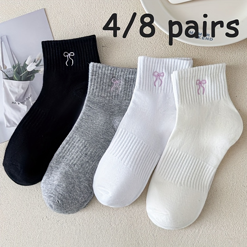 

's , 4/8 Pairs - Embroidered Bowknot , Knit , /,