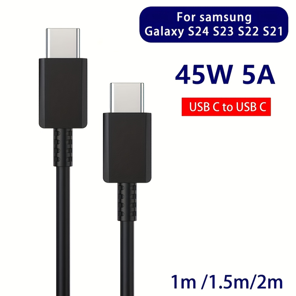 45w 5a fast charging dual usb c cable suitable for samsung s20 s21 fe s22 s23 note20 a33 a53 z flip 6 supports type c to type c high speed data transfer