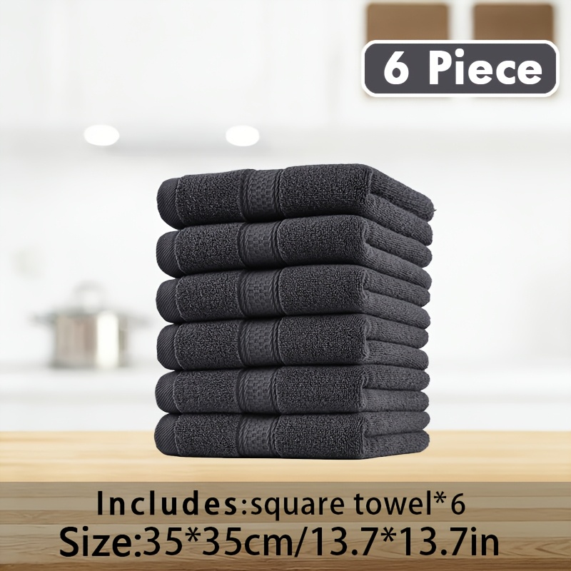 Image of 6pcs Of Pure Ancient Text Printed Square Towels Set, 6pcs 35*35cm Washcloth, 400 Gsm, Featuring Strong Water Absorption, , And Skin-friendliness, Suitable For Bathroom Showers And Hotel Settings
