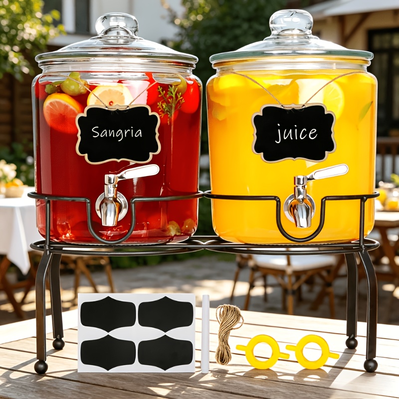 set of 2 1 gallon glass drink dispenser for parties halloween drink dispenser with stand glass water dispenser countertop for weddings   jar lemonade laundry detergent dispenser