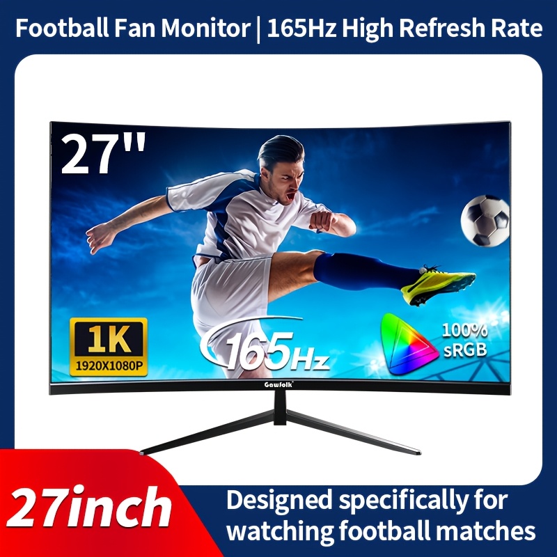 Monitor de gaming curvo Gawfolk de 27 pulgadas 1K 165Hz, pantalla para PC Full HD con r...
