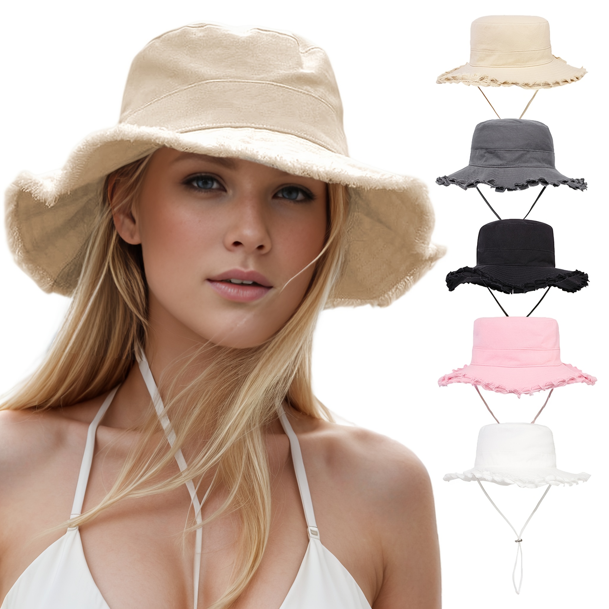 

Women's Fishing Cap With Sun Protection, Cotton Material Bucket Hat, Foldable And Adjustable Boonie Hat, Perfect For Summer Outdoor Activities