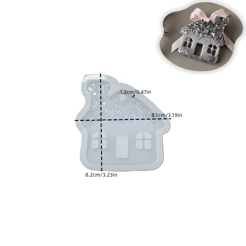 TEMU Resin Silicone Molds 1pc -dust Chimney Small House Pendant Epoxy Mold Diy Relief-style Scattered Shape Decoration Mould Handmade Gypsum Plaster