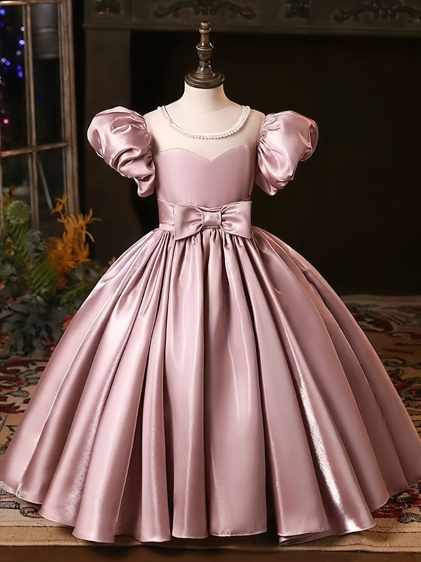 strapless open back dress Sparkly Purple Sequin Girls Party Puff Sleeve Princess Dress for Birth –  DreamyVow