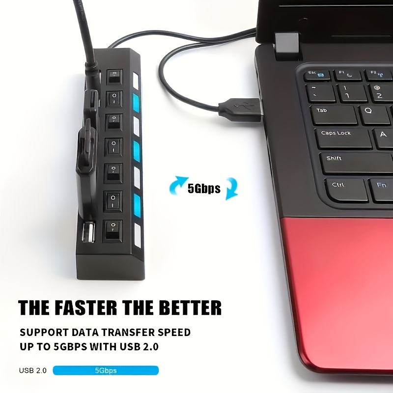 Heavy-Duty 7/4-Port USB 3.0 Hub with LED Switch, High-Speed 5Gbps Transmission, Plug-and-Play, Compact External Power Supply Design, USB-Powered (5V) for MacBook, PC, Laptop, PS5, Xbox, Keyboard, Mouse, USB Flash Drive - Multi-Port Expansion Cable with Blue LED Indicators, USB 3.0/2.0/1.1 Compatible, Durable USB Hub for Gaming & Office Use, USB Hub with LED Indicator, USB Hub for Laptop, USB C Hub, Portable Design, Usb Expansion Cord, Usb Enhanced Controller, Xbox Controller, USB-Powered, Laptop 10 7/4-Port USB 3.0 Hub with LED Switch, High-Speed 5Gbps Transmission, Plug-and-Play, Compact External Power Supply Design, USB-Powered (5V) for MacBook, PC, Laptop, PS5, Xbox, Keyboard, Mouse, USB Flash Drive - Multi-Port Expansion Cable with Blue LED Indicators, USB 3.0/2.0/1.1 Compatible, Durable USB Hub for Gaming & Office Use, USB Hub with LED Indicator, USB Hub for Laptop, USB C Hub, Portable Design, Usb Expansion Cord, Usb Enhanced Controller, Xbox Controller, USB-Powered, Laptop