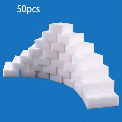 pack of 50 magic sponges thick melamine foam for cleaning supplies for kitchen bathroom and office reusable eraser blocks measuring 10x6x2cm