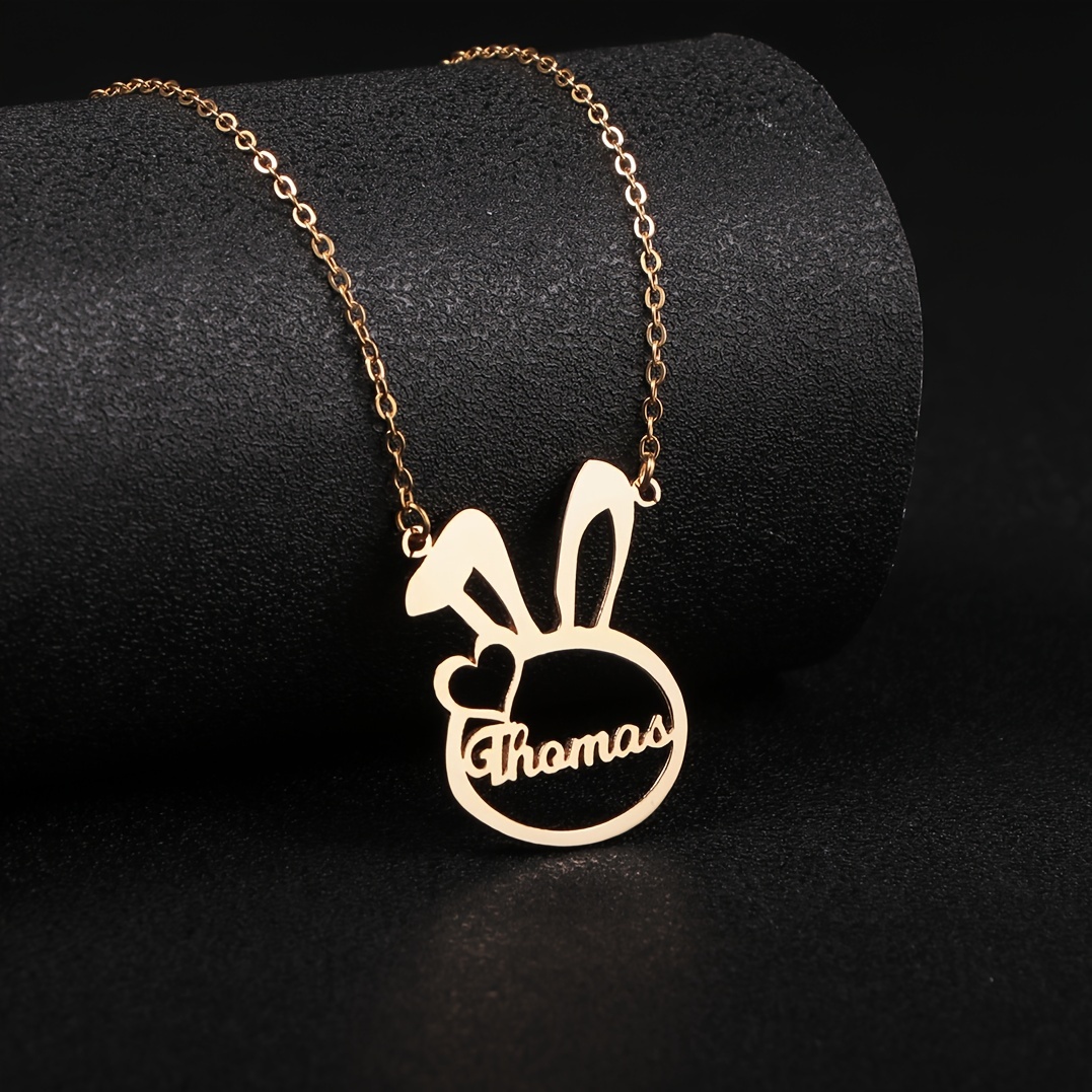 

Personalized Cute Rabbit English Letter Pendant Necklace Adjustable Neck Chain Jewelry Valentine's Day Gift Anniversary Gift (only English )