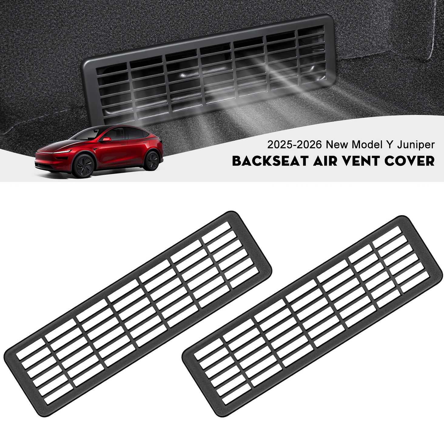 Image of 2pcs New For Backseat Floor Air Vent Cover, Air Flow Vent Grille Protection Rear Under Seat Air Condition Outlet Grille Protector For 2025 For For Accessories