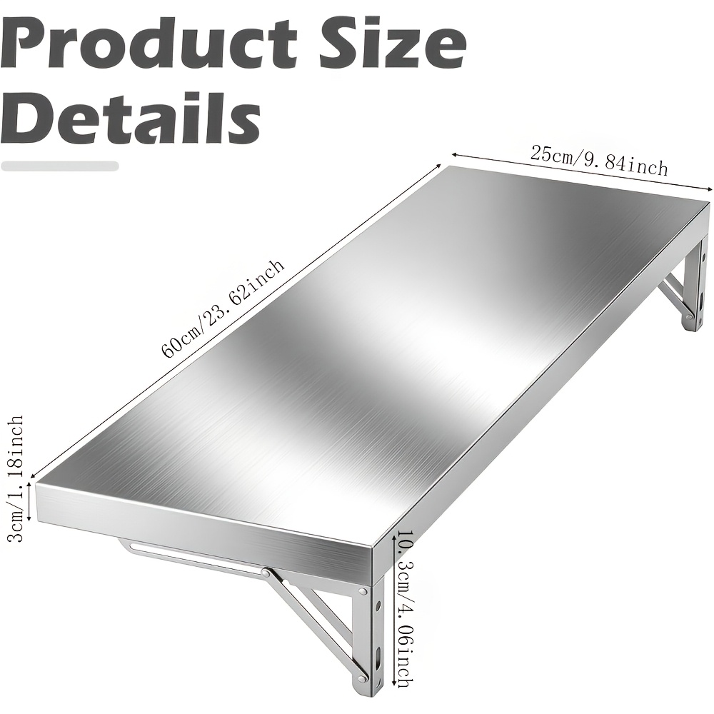 Foldable Stainless Steel Wall-mounted Storage Rack Load-bearing Floating Shelf Kitchen/ Laundry Room/ Garage Storage Rack Punch-free Space- Folding Design