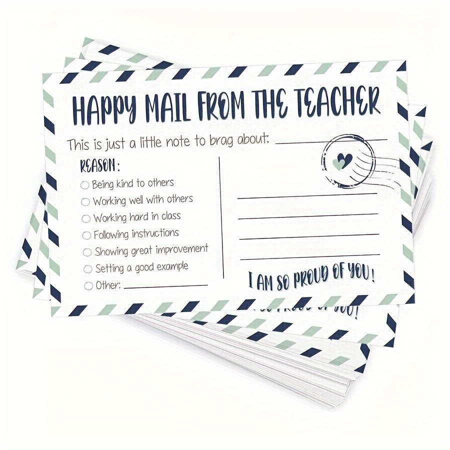 

50pcs Teacher Appreciation Notes - Positive Mail Letters For Students, Decorative Stationery For Classroom Supplies