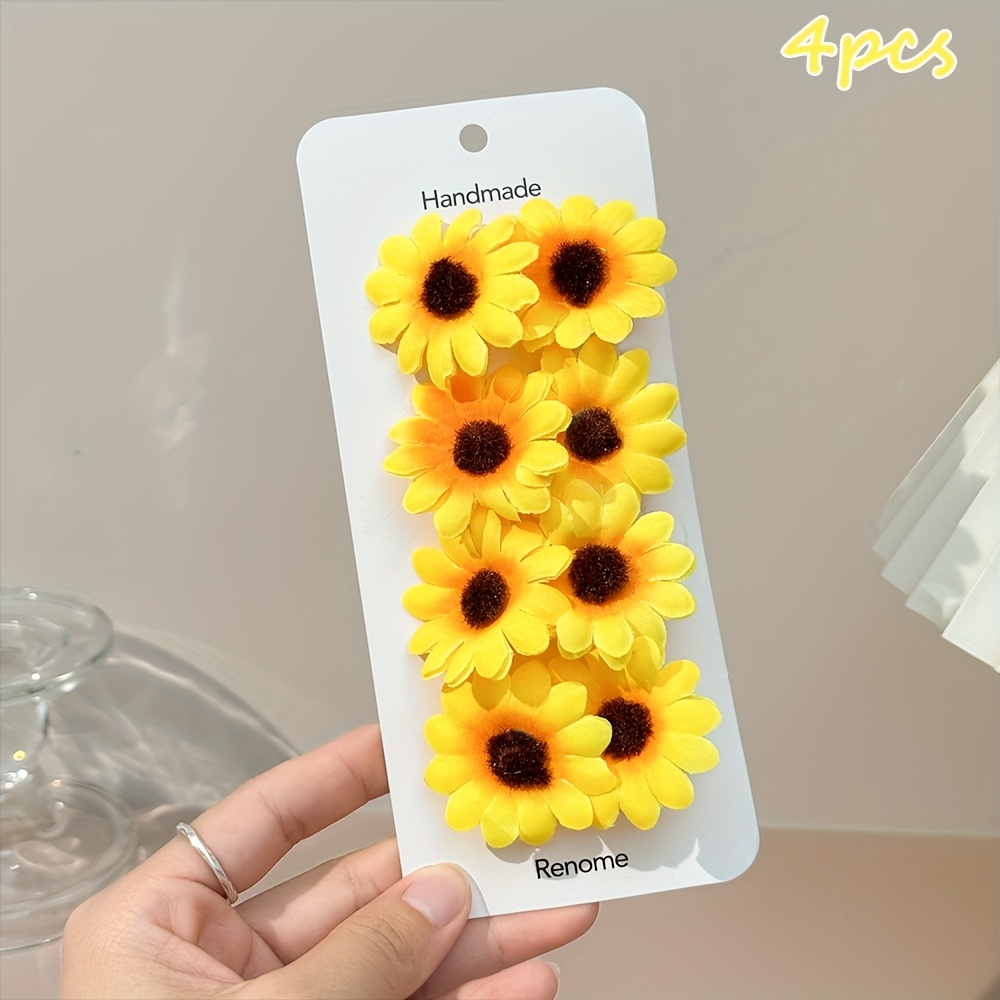 4pcs Fairy Flower Hair Clips For Girls Daisy Hair Barrettes Elegant Floral Hair Accessories For Spring And Summer, Daily Life, Girls Gifts