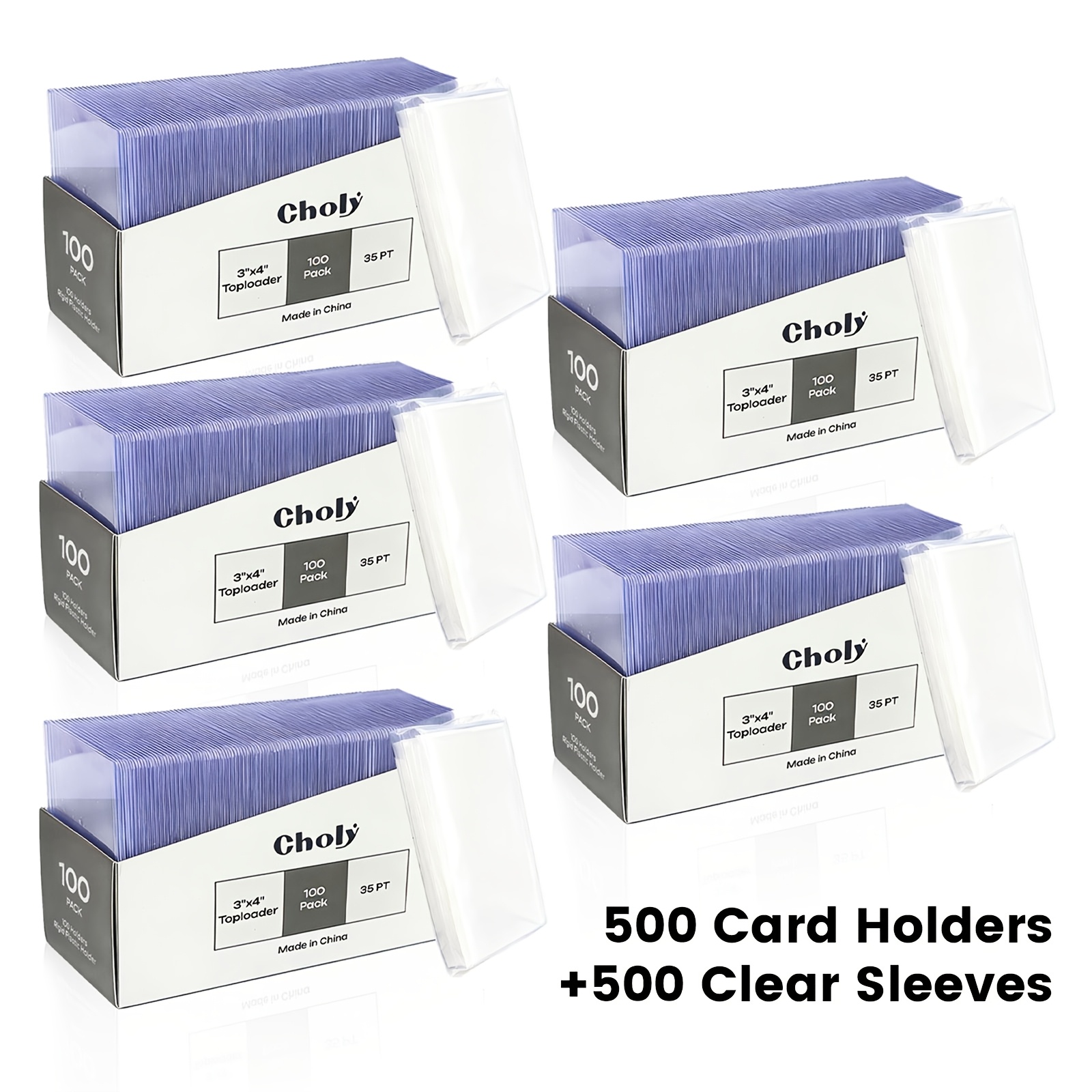 Image of 1000pcs 3 X 4 Top Loaders Clear Card Sleeves, 35pt Hard Card Sleeves, Standard Size Trading Card Sleeves For Mtg Football Sports Game Cards (500 Hard Sleeves And 500 Clear Sleeves)