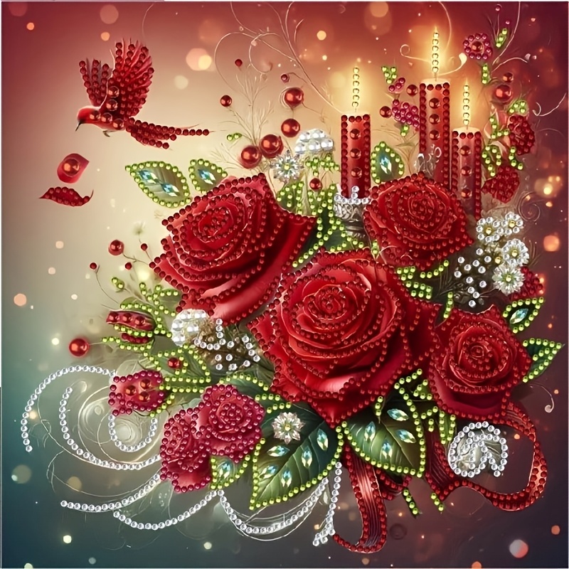 

Valentine's Day Rose 5d Kit - Unique Shaped Crystal Art For Home Wall Decor, 11.8x11.8" Canvas, Diy Craft For Adults, Diamond Art, Handmade Crafts