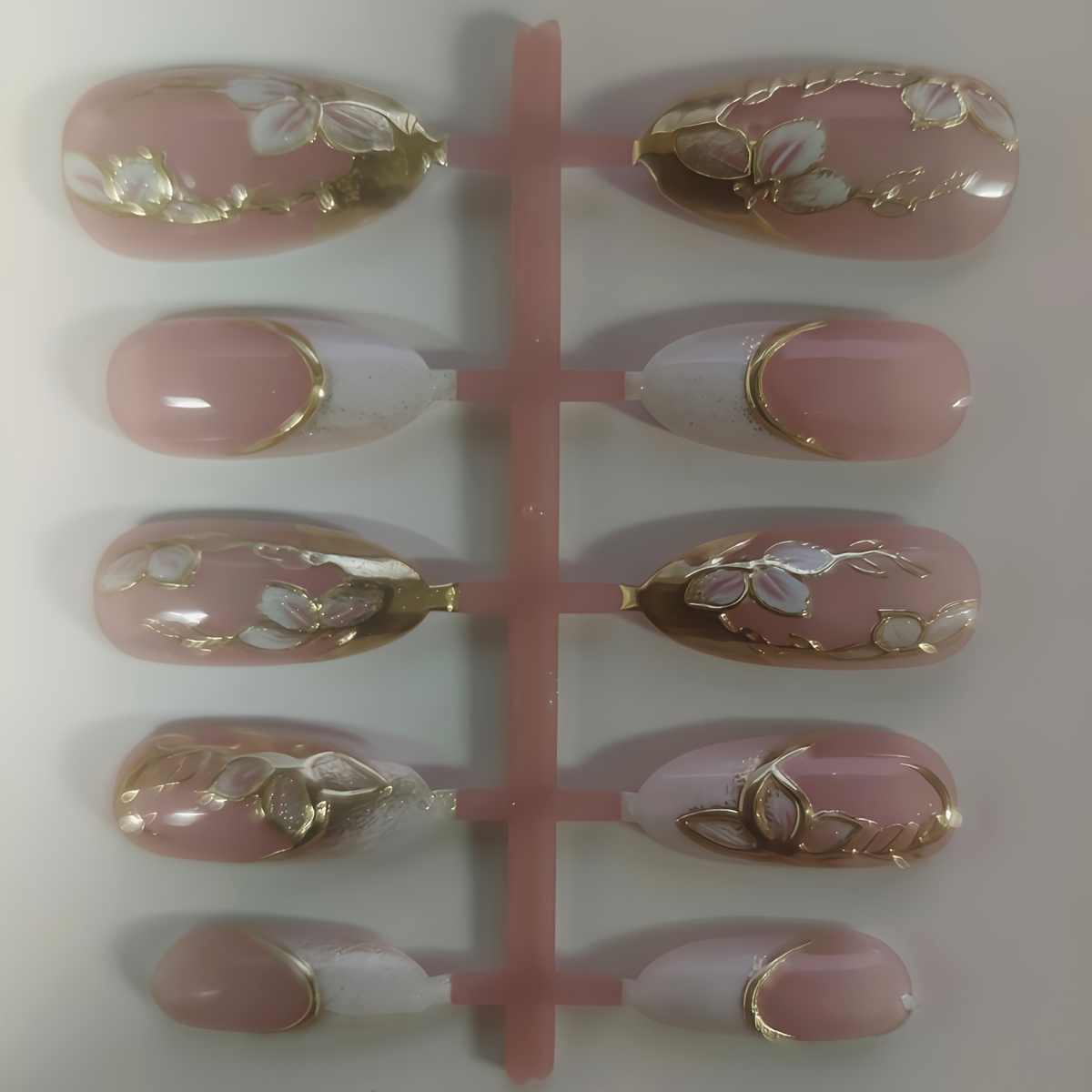 TEMU Lot de 10 faux ongles à pression de luxe léger de style français, adaptés aux ongles des mains et des pieds – Base de longueur moyenne d', avec