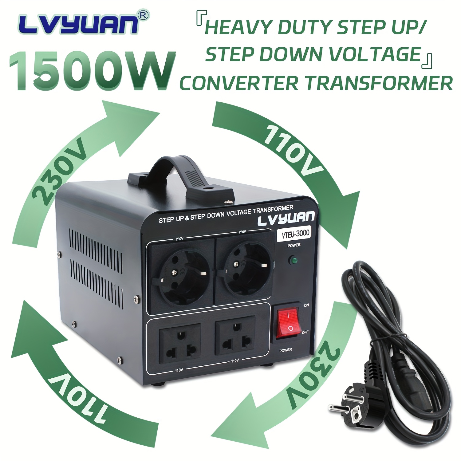 Step-up/ Unit, 3000w () Voltage Converter, 110v And 220v Voltage Conversion, With European-standard Socket And Circuit Breaker (requires Mains Connection For Use)