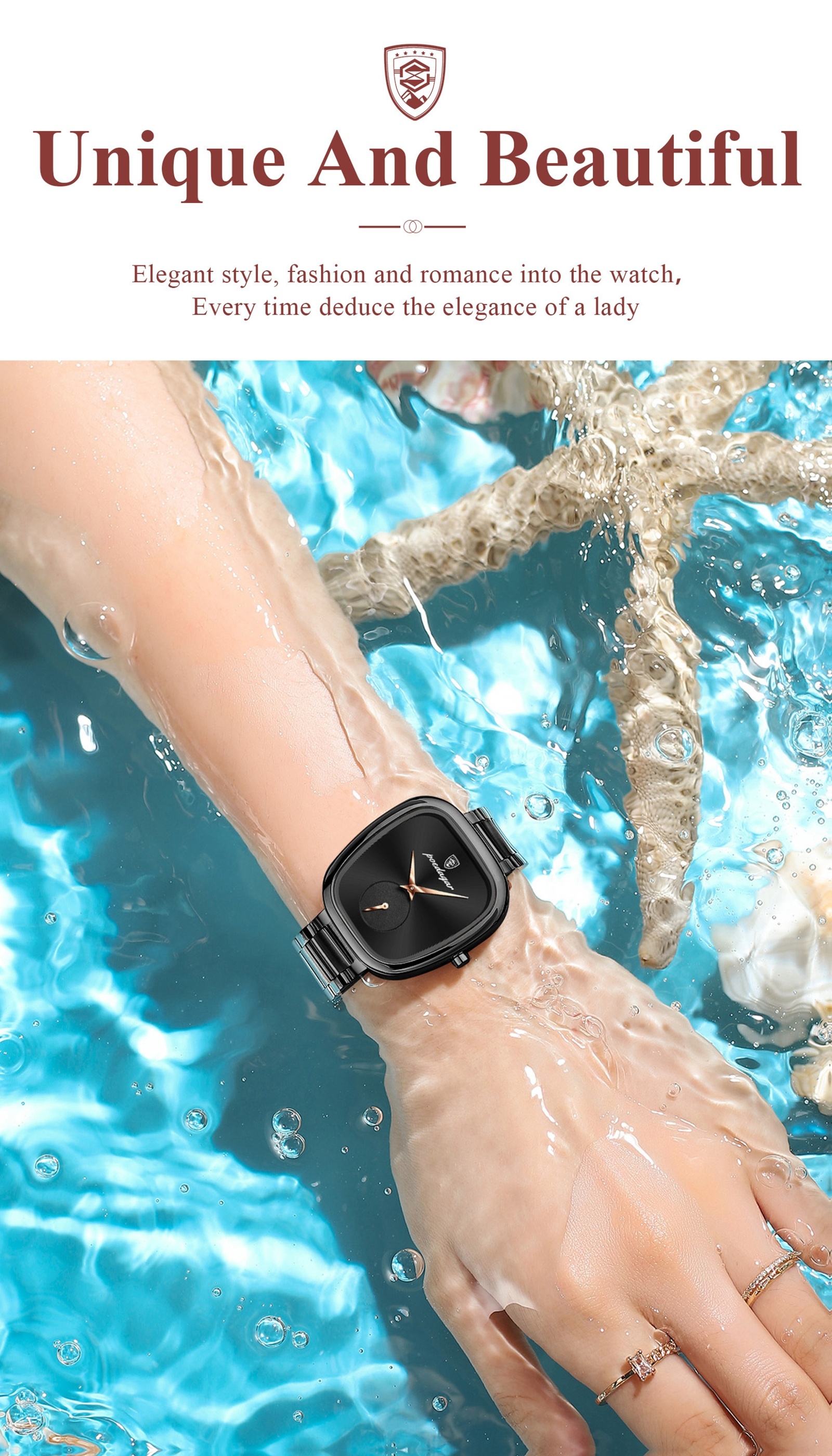 POEDAGAR Ultra-thin Stainless Steel Square Waterproof Quartz Wristwatch | Elegant and Exquisite Korean Style, Fashionable Luxury Ladies Watch with Non-rechargeable Battery