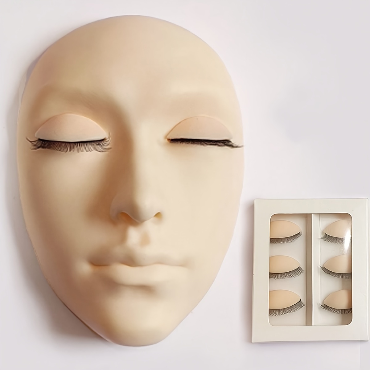 

Silicone Mannequin Head For Eyelash Training, 1 Piece With 3 Pairs Of Replaceable Eyelids, Makeup Practice Face For Cosmetic Lash & Eye Care Tools, Unscented, No Power Required