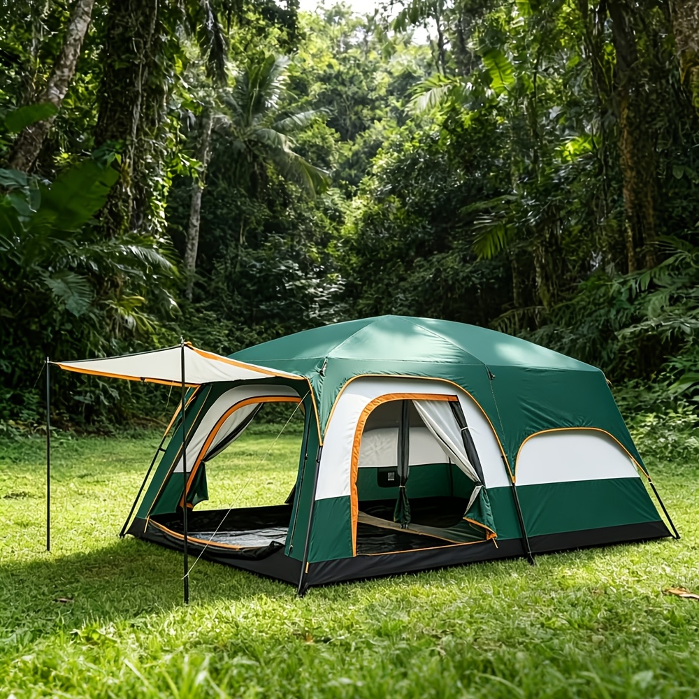 Extra Large 4.2m Breathable Tent For 8-12 , Pu Coated Sun Shelter Tent With 3 Ventilated Doors, Portable Outdoor Tent With Carry Bag For Camping