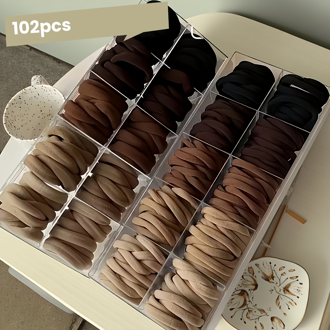 102pcs High Elastic Black Hair Ties for Strong Hold