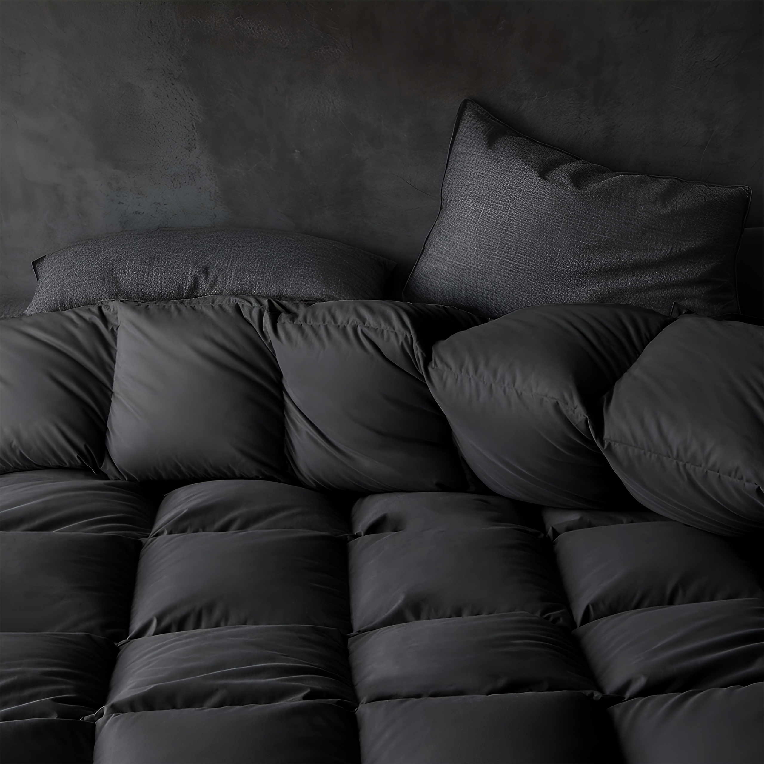 TEMU Goose Feather And Down Comforter - King/cal King/king/queen/twin Size Duvet Insert Solid Black/gray Cotton Fabric, Warm And Breathable Down