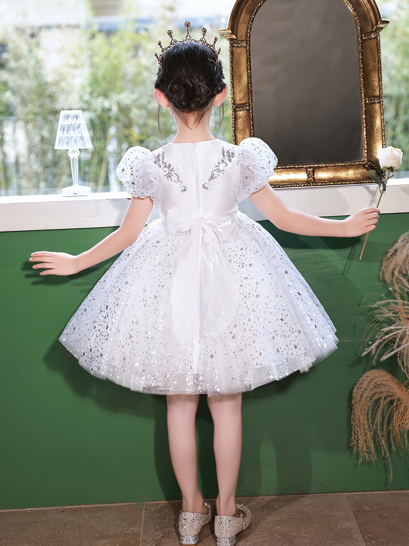 open lace back dress Pink Girl Dress Long Sleeve Knee Length Princess Birthday Gown J718 – Jill  Wish