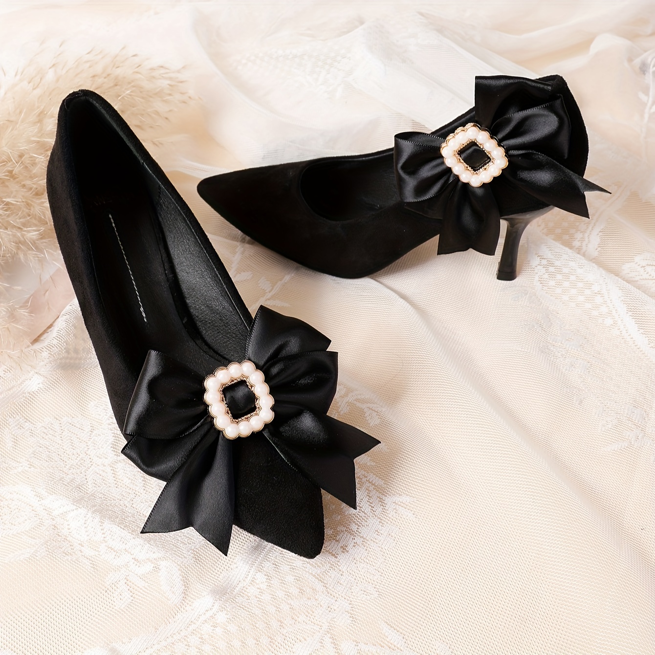 

Chic Diy Shoe Clips - Accessory For High Heels & Flats, Detachable Pair For Evening Parties, Shoe Flowers, Suitable For Evening