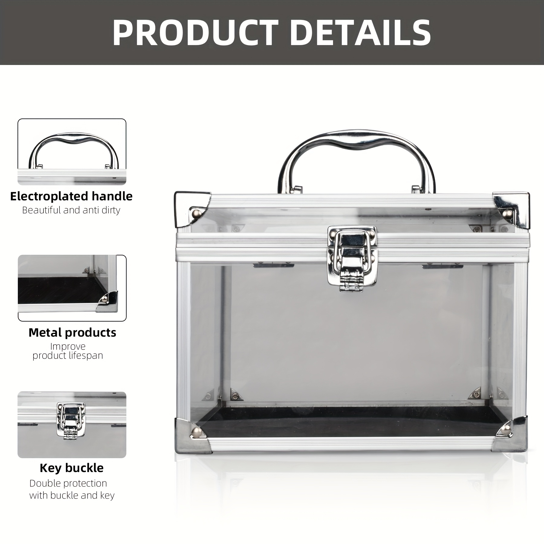 large capacity transparent makeup organizer box lock Temu United