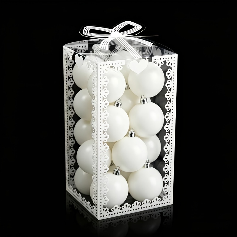 TEMU 40mm White Matte Christmas Ball Decorations 16pcs Matte Anti-break Christmas Tree Decoration Balls For Holiday Parties