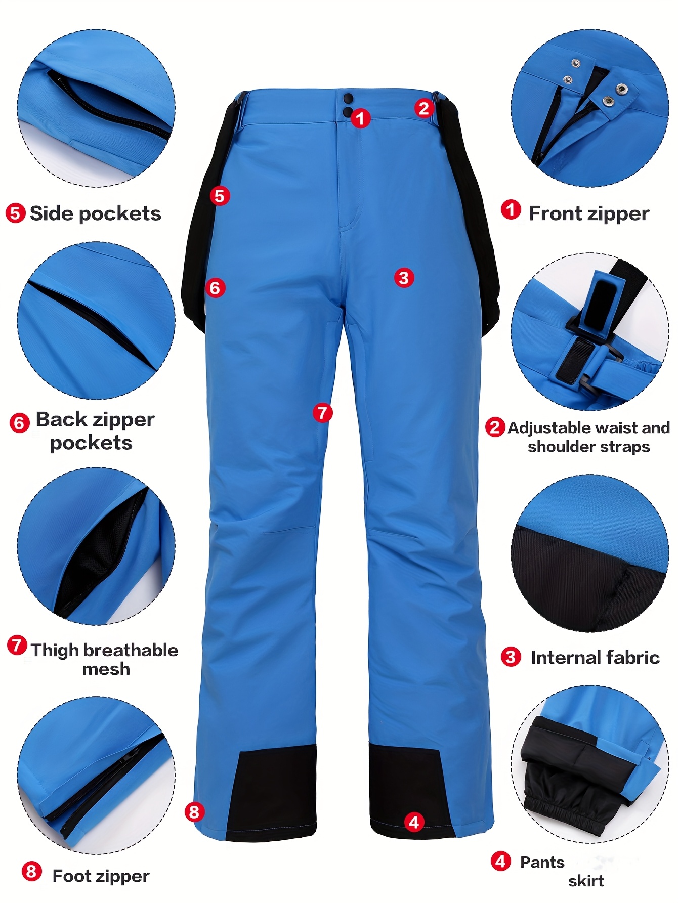   Men s   Weather Ski Pants - Thermal Insulated Winter Pants with Suspension Loop, Straight  , Heavy-Duty Construction for Snowboarding, Skiing, Hiking, Construction - Machine Washable (Run Large - Size), Hiking Apparel, Functional Wear, Durable Fabric,  