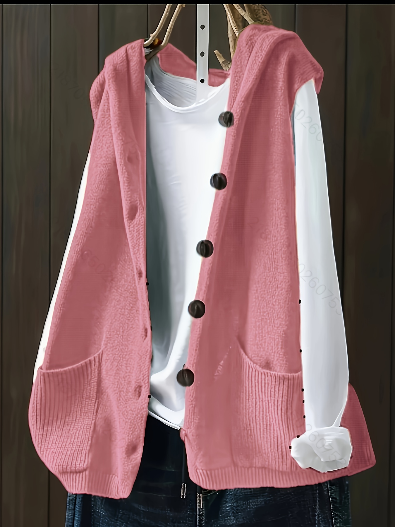 Plus Size Women'S Elegant Sleeveless Cardigan Vest Solid Color, Double  Pockets, Front Button-Up, Fabric Fall/Winter, Casual Wear, Casual Wear