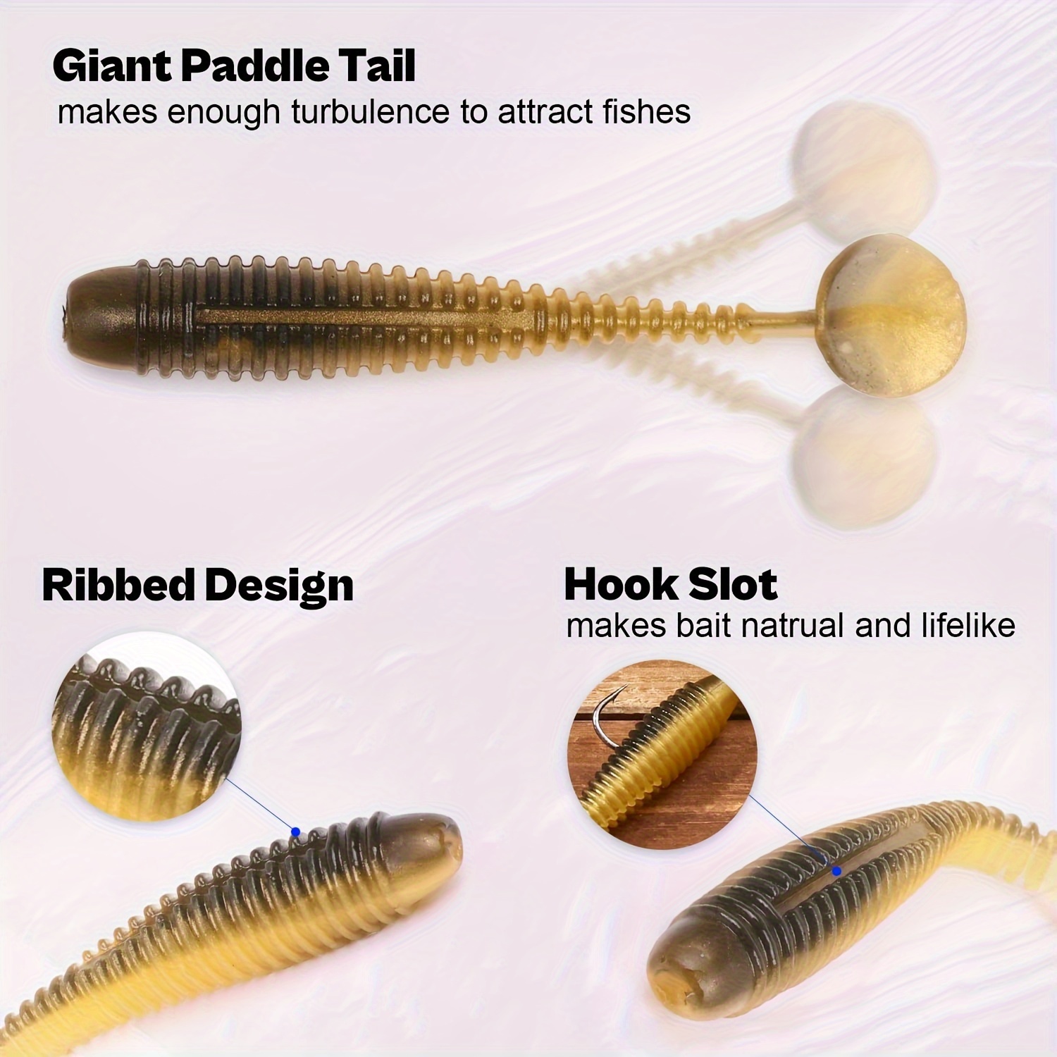 Bionic Fishing Lures Soft Plastic T tail Grub Worm Baits - Temu