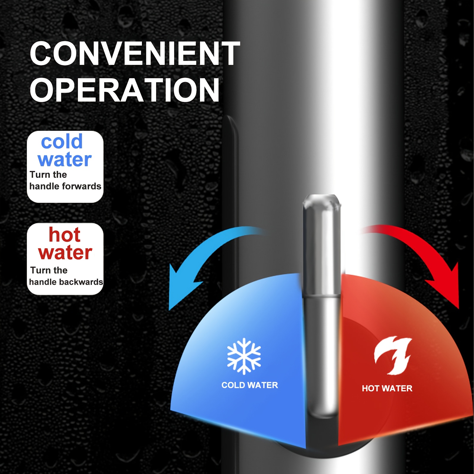 compact instant water heater with household faucet featuring a large led color temperature display high power rapid heating and intelligent dry burn       supports 360 rotation for multi sink use manual Product details 4