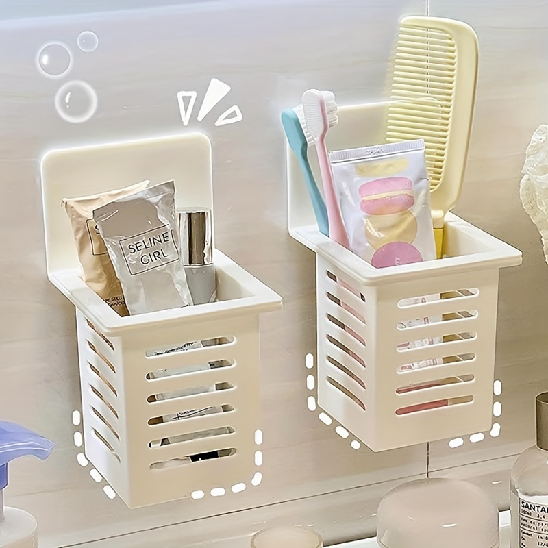 

Space-saving 2-in-1 Self-adhesive Toothbrush & Utensil Organizer - Multifunctional Holder For Bathroom & Kitchen, No Power Needed