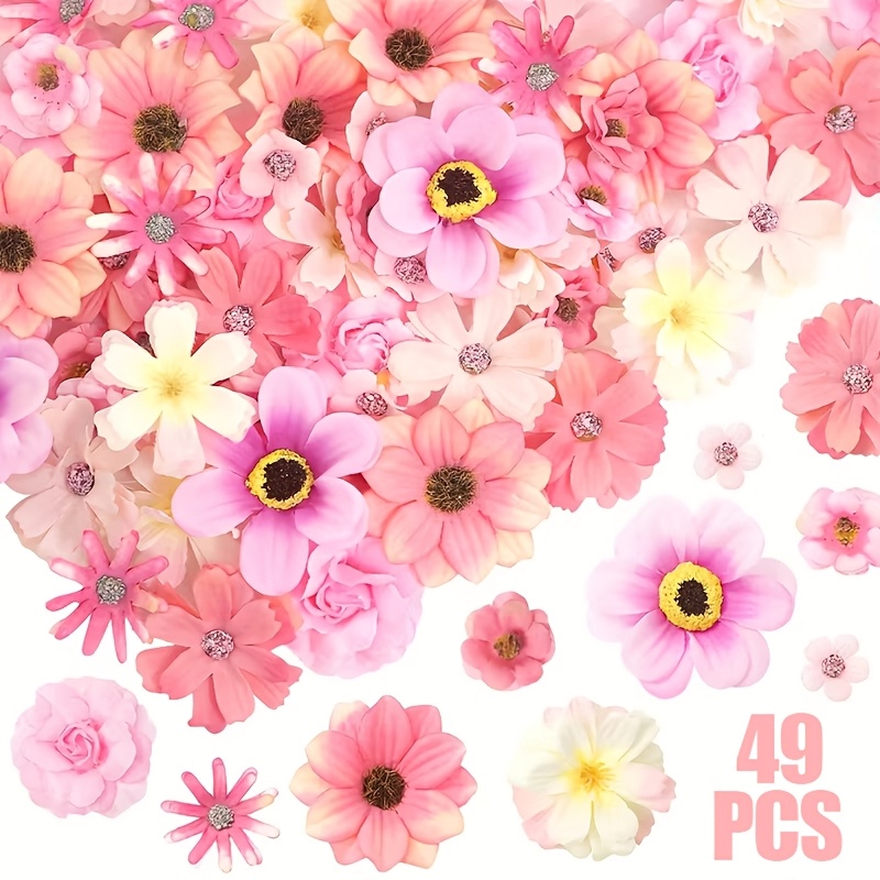 E-shop 49 Miniatur-Kunstblumen zum Basteln, inklusive Seiden-Gänseblümchen, für Blumenarrangements, Kränze, Blumensträuße und Dekorationen für