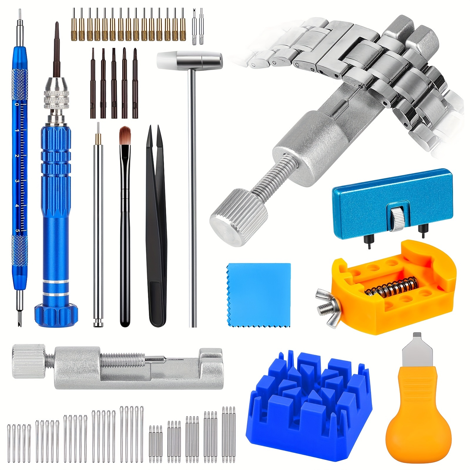 

74pcs Watch Repair Kit, Watch Band Strap Link Pins Remover Tool, Spring Bar Tool Set, 5-in-1 Screwdriver For Watchmaker