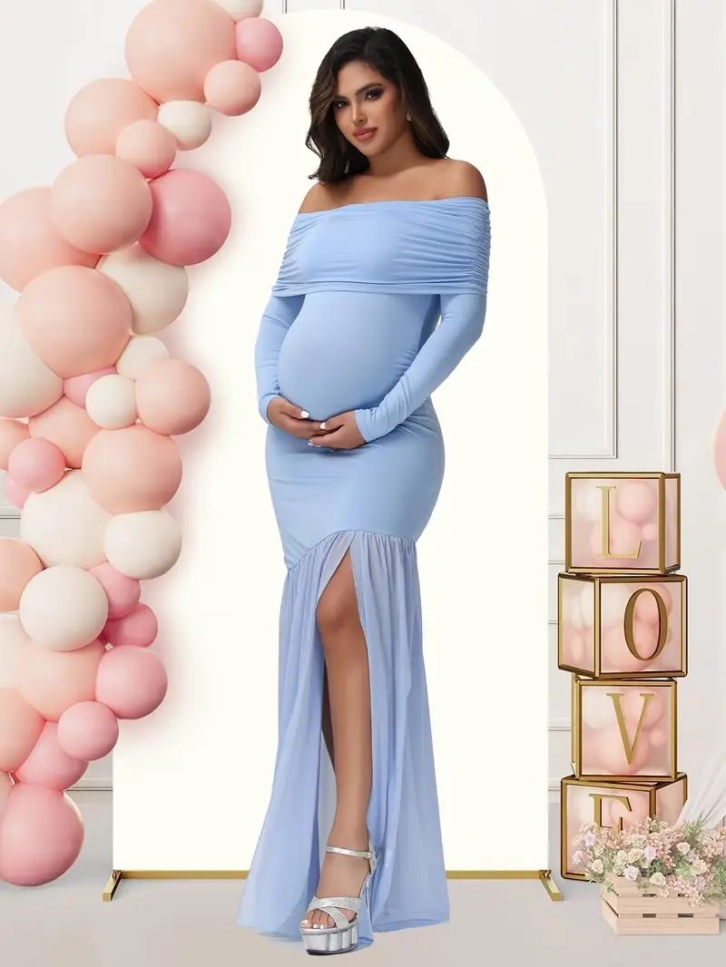 maternity shoulder shower dress elegant mermaid tail maxi - Temu maternity shoulder shower dress elegant mermaid tail maxi - Temu