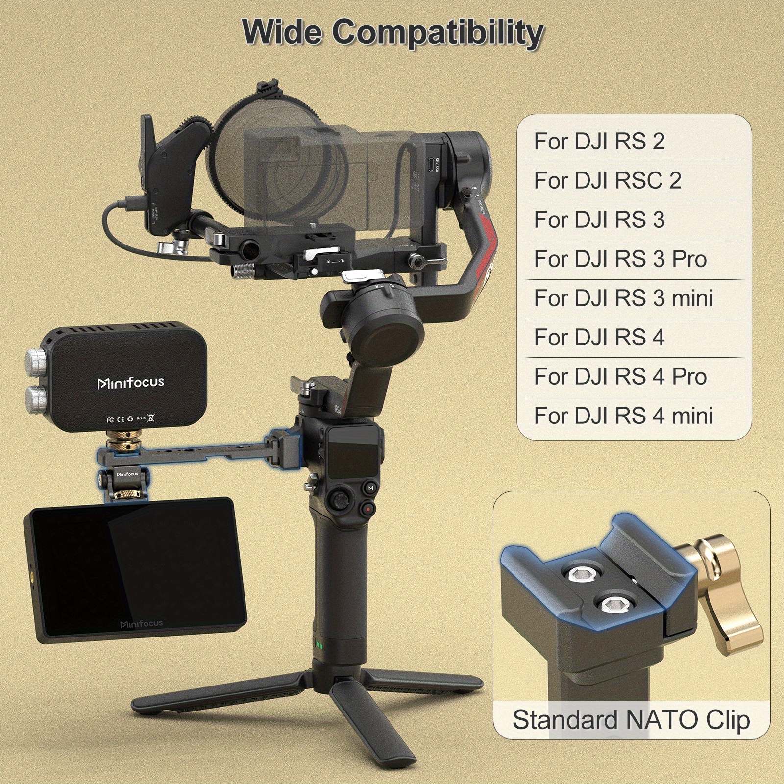 adjustable camera monitor mount   release   clamp cold shoe mount 360 rotatable field gimbal monitor holder for   4 mini       2 rsc 2       3 mini gimbal Product details 7