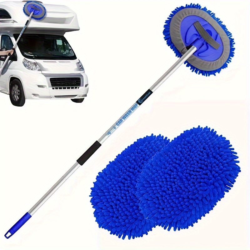 

Adjustable Length Car Wash Mop With Extra-long Handle And 2-in-1 Removable Design