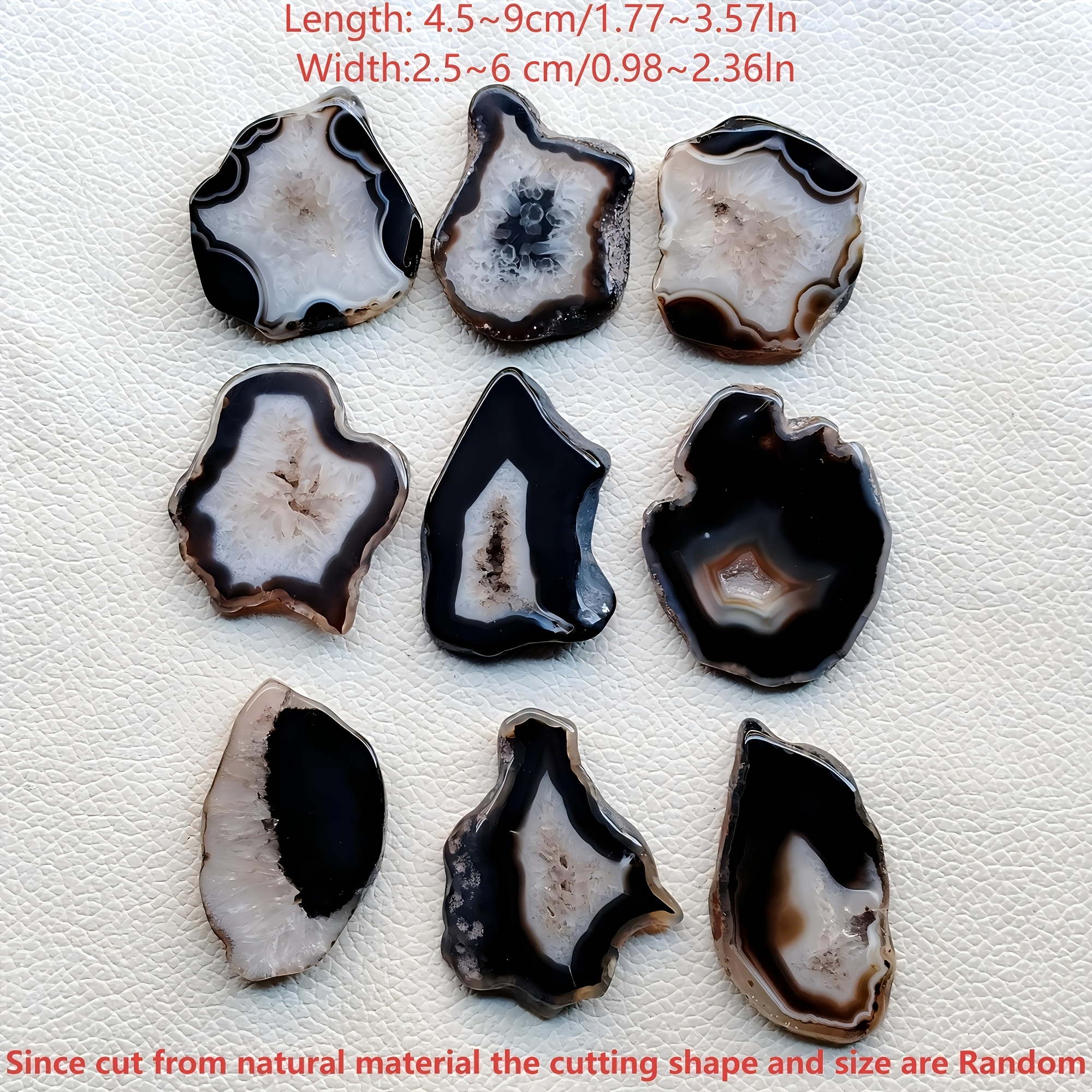 10/20pcs Large Black Agate Slices for Light Therapy & Decoration