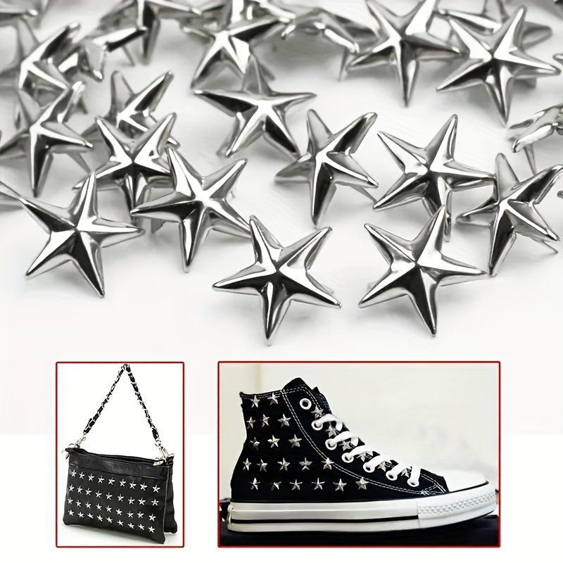 

100pcs 10mm Silvery Aluminum Star Rivets - Decorative Metal For Diy Leather Crafts, Punk Rock Garments & Sewing Accessories