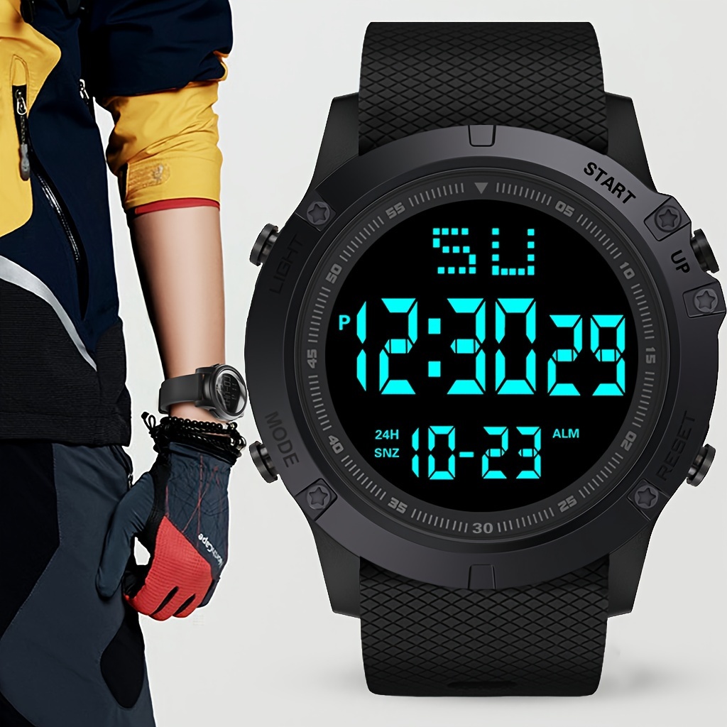 

Durable Unisex Electronic Watch, Trendy And Fashionable Sports Digital Watch, With Night Light, Stopwatch, Date, Perfect Gift