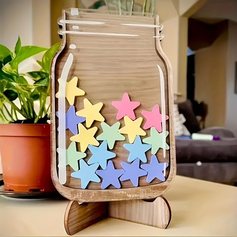 

Wooden Star Reward Jar For Classroom And Family - Encouraging Star Sticker Teaching Tool For Positive Reinforcement And Behavior Management