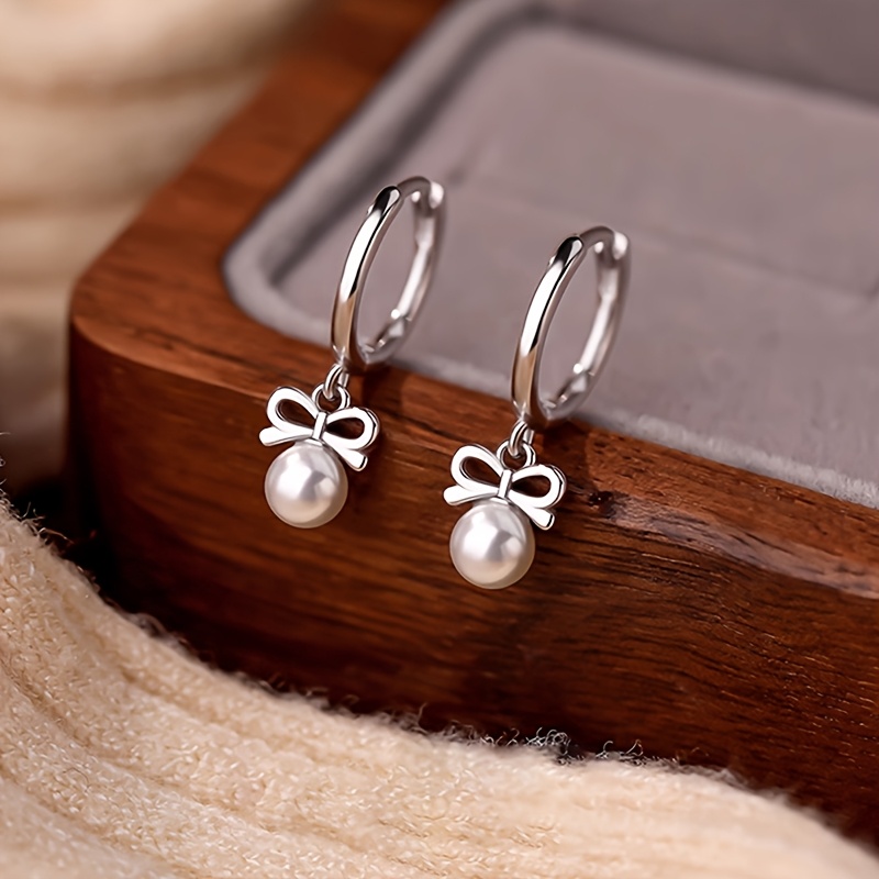 TEMU 1 Pair Fashionably Simple Bow Earrings Women's Retro Luxury Exquisite Earrings That Are Versatile - Gift For Girlfriends, Mothers, On Birthdays,