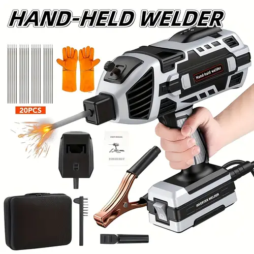 portable electric welding machine 110v handheld welder with igbt inverter 20a 5 speed current setting portable arc welder gun for 1 16 1 8 welding rods welding tool kit perfect gift for repairs metal fabrication automotive