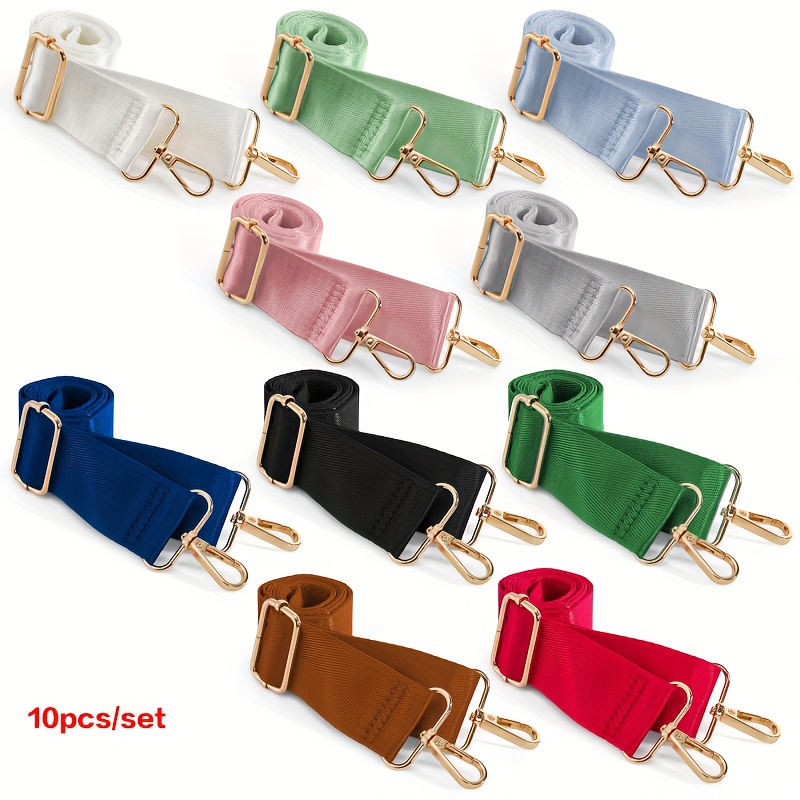 10pcs/set Versatile 3.8cm Adjustable Nylon Solid Color Webbing Shoulder Strap, Wallet Making Replacement Single-shoulder Crossbody Women' Travel Luggage Accessories, Diy Wallet Making