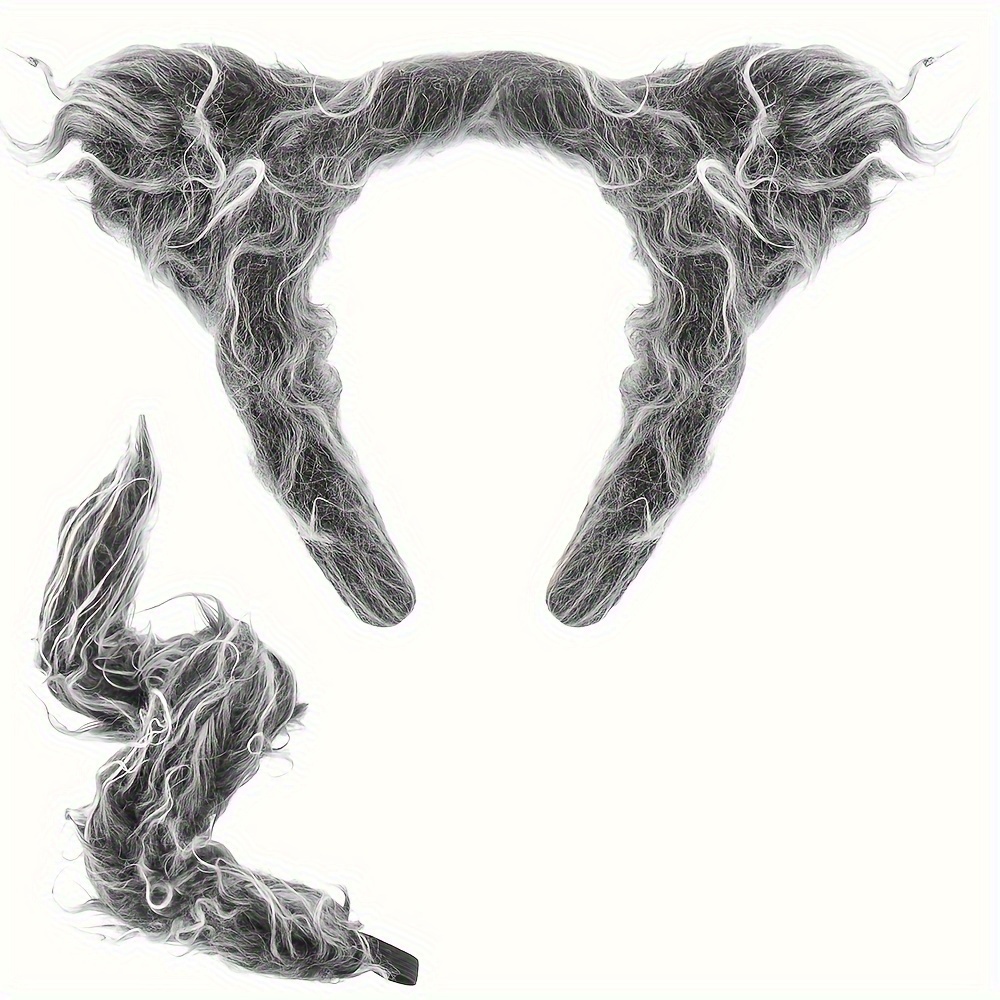 Set Of 2 Scar Stickers And A Wolf Costume Kit Featuring A Headband With Ears And A Tail, Perfect For Halloween Parties And Cosplay